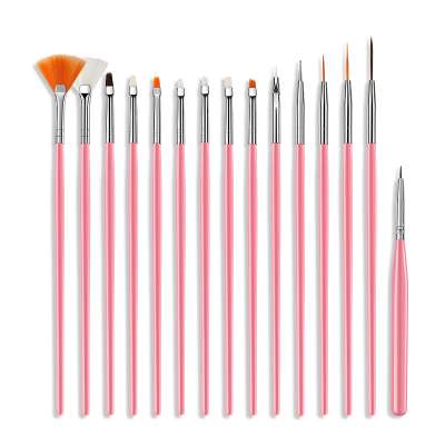 NA001 15PCS Nail Brushes Gel Polish Painting Liner Nail Art Draw Print Brushes Set Manicure DIY Dotting Point Tool